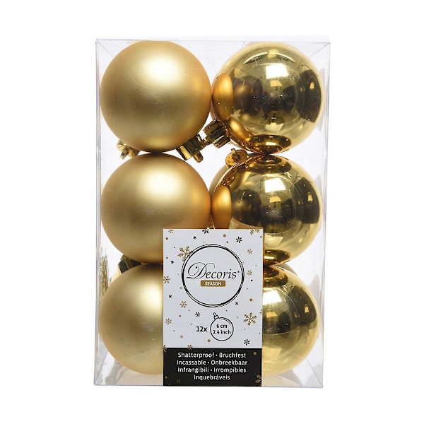 Julgranskulor Decoris 12 stycken Gyllene Plast Ø 6 cm