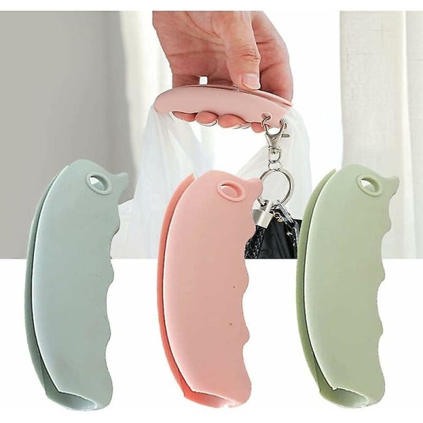 Gjenbrukbare silikonhåndtak plastposeholdere med nøkkelring for silikonbærbare handleposer Handle Shopping Handle Carry Bag 9X2.5cm 3stk Blå
