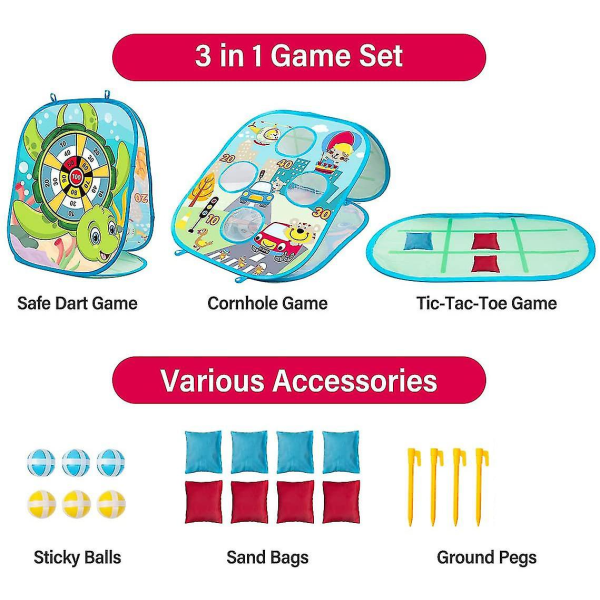 Leksaker för 3 4 5 6 7 8 år Boys Bean Bag Toss Game Set, Utomhusspel Toddler Barnleksaker för pojkar | Vändbara utomhusleksaker för 4-8 år | Ch