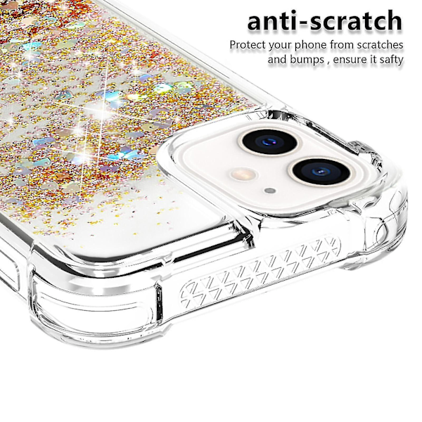 iPhone 11 Cover med Glitter Flydende Transparent Glimtende Skinnende Bling Krystalklar Flydende Kviksand TPU Silikon - Guld