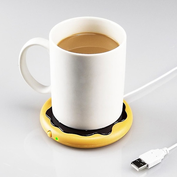 USB-koppvarmer med indikatorlys og bryter, USB-koppvarmer for kontor Niuniu (gul)