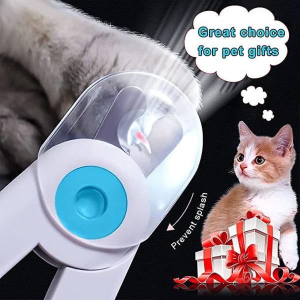 Cat Negleklipper, LED Blood Line Pet negleklipper, Profesjonell hundeklosaks, med neglefil, sprutbeskyttelse, for små hamster, kaniner, kattunge