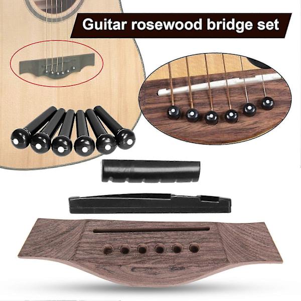1 Set Gitarrstall Set Fleranvändningsbar Hög Stabilitet Justerbar Akustisk Gitarr Rosewood Stall Sadel Kit för Instrument,A