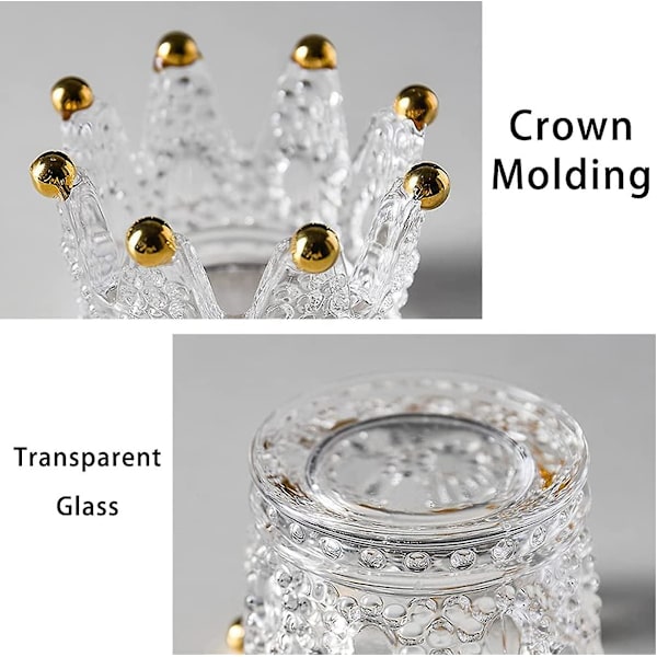 Crown Glass Askfat Dekorativt Glas Askfat, Vacker & Praktisk Bordsskiva Askfat Transparent Handgjord Dekoration Bärbar för Cigaretter Cigarrer