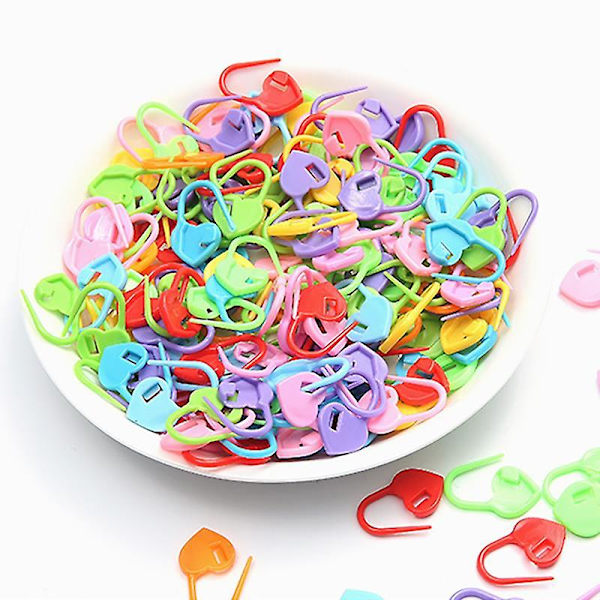 100 st låsande stygnmarkörer färgglada plast stickning virkning låsande markörer virkning spärr stickning verktyg nålklipp