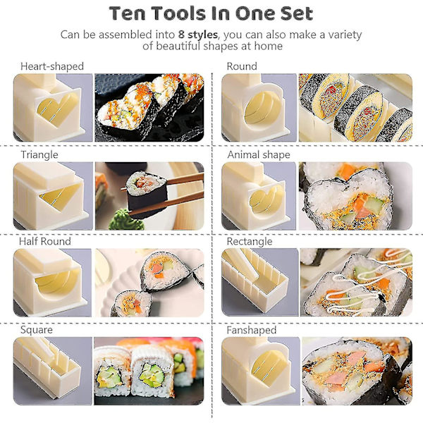 Sushi-set, 10 delar Komplett Sushi-tillverkare i Plast