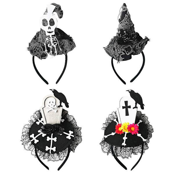 4 stk Halloween Kostyme Spill Kostyme Tilbehør Skalle Edderkopp Hatt Hodebånd