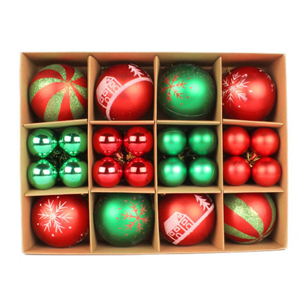 1 Set Julgranskulor Dekorationer Osplitterliga 4/8cm Färgade Tryckta Plastkulor (Röd Gyllene)