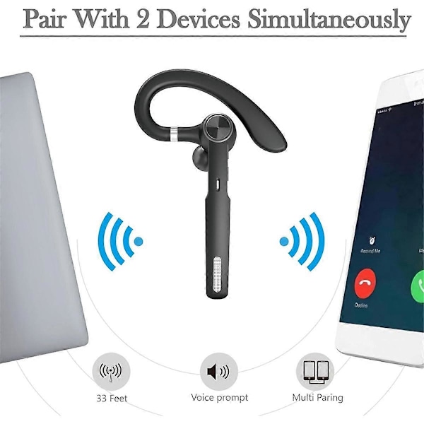 Bluetooth-hörlurar Trådlöst headset med brusreducerande mikrofon för lastbilschaufförer, dator, körning, möten