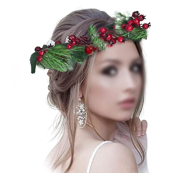 Hårgirland Blomsterkrona Med Julstjärnor Blommor Holly Berry Pinecone Julhårtillbehör