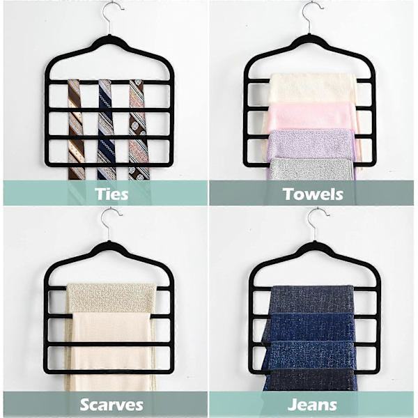 Sammetsbyxor Hängare Platsbesparande Halkfri Byxor Hängare 3 Pack Jeans Hängare Multi Bar Sammet Kläder Hängare Garderob Förvaring Organizer