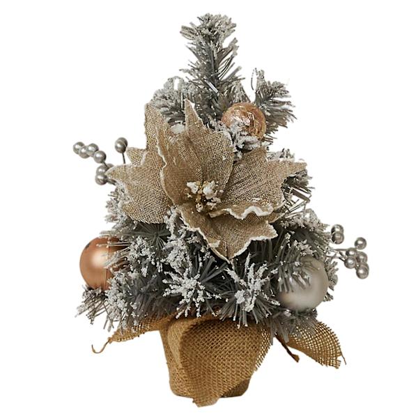 30CM Mini Julgran Stabil Bas Tallbarr Boll Blomma Tallkotte Skrivbords Julgran Ornament