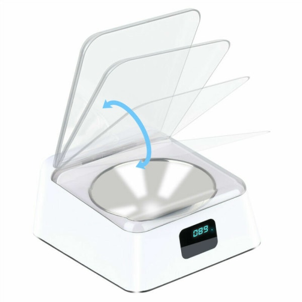 330 ml infraröd sensor skål, rostfritt stål, automatisk öppning/stängning lock, med USB-laddningskabel, 3-5 minuters paus, lämplig för katter, hundar