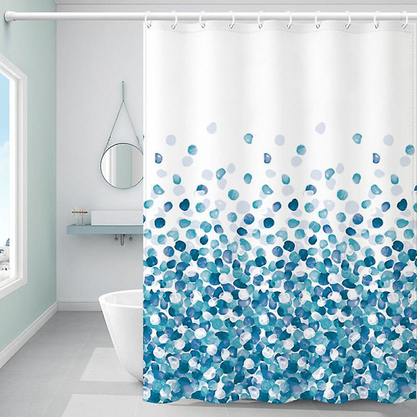 Duschdraperi, för badkar och badrum, tvättbar, mögel- och antibakteriell 180 x 180 cm (71 x 71 tum) - 100 % polyester (mosaikmönster - blå, Si