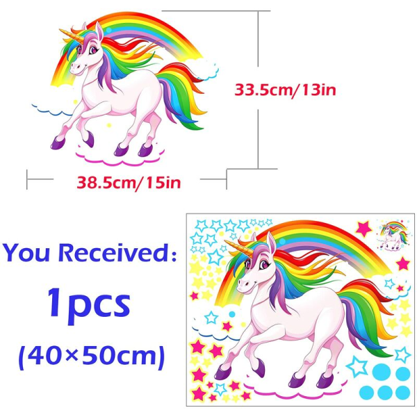 Unicorn väggklistermärken för barnrumsdekoration (lila)