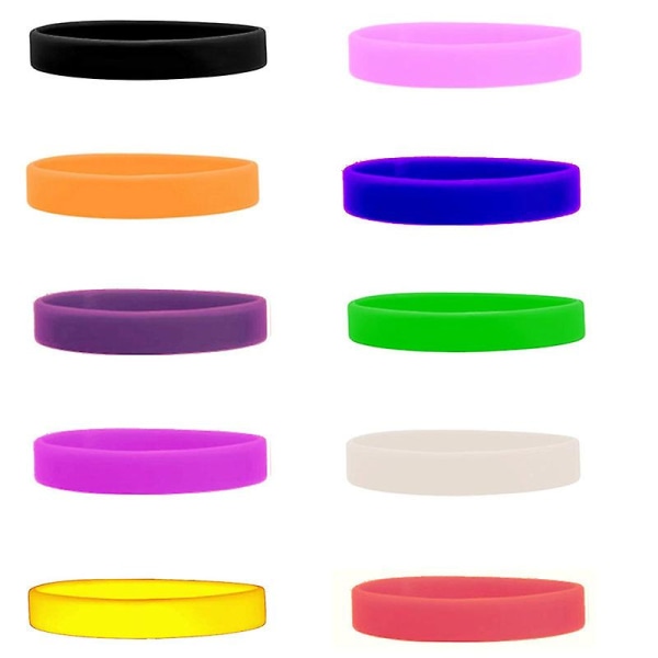 Silikonarmband Gummi Vanligt Återanvändbart för evenemang Välgörenhetsmodearmband, set om 10 (10 olika färger)