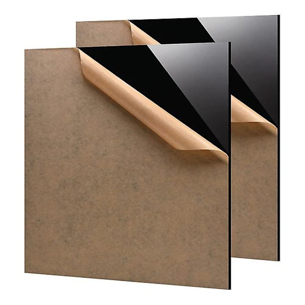 2 pakker akrylplader, 1/8 tommer (3 mm) sorte plexiglasplader, sort plastplade med beskyttelsespapir til DIY-projekt, håndværk, 15*15 cm