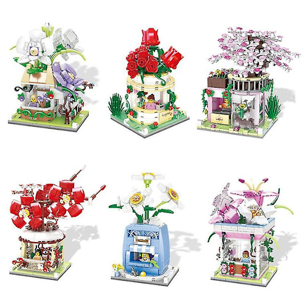 Mini Diamant Byggeklodser Byens Blomsterhus Butik Mursten Rose Orkide Plum Kirsebærblomster Narcissus Lilje Blomsterhandler Legetøj (Kirsebærblomster)