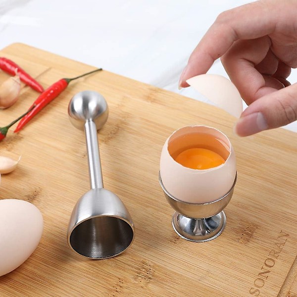 5-delt sett med eggdeler i rustfritt stål for myke og hardkokte egg