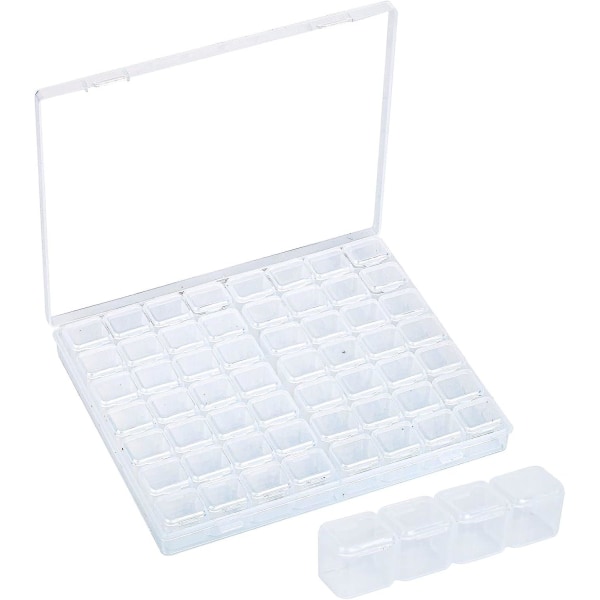 Diamond Pearl förvaringslåda Pearl förvaringsbox Transparent plast smyckesbehållare med 56 rutnät Avtagbar organizer för örhängen Makeup