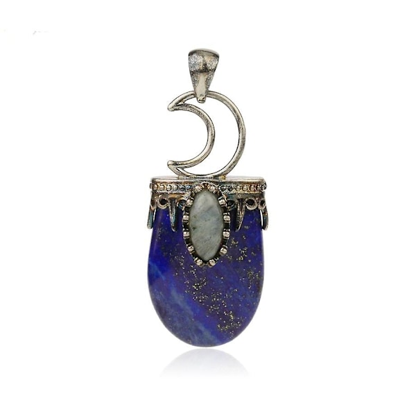 Halsband med hängen av natursten och kristall, antiksilver (Lapis Lazuli)