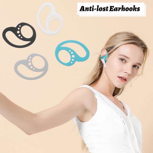 4 par ørepropper kroge, øretilslutningsløkke til trådløse ørekroge til Airpods Universal ørekroge til Airpods ørepropper Anti-Lost Sikker