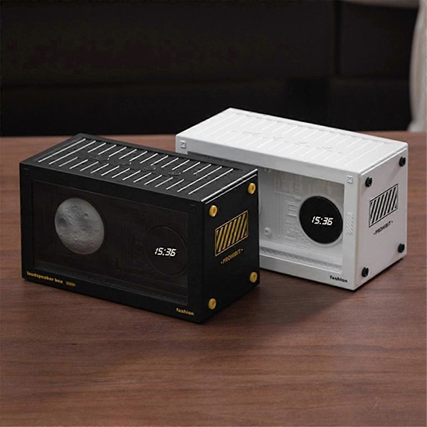 Planet Väckarklockradio med USB-laddare, Bluetooth-högtalare, Vit