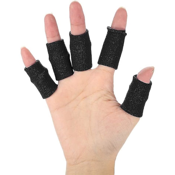 Fingerskyddshylsa, 10 st stretchiga flexibla fingrar skena stöd fingerskydd (svart)