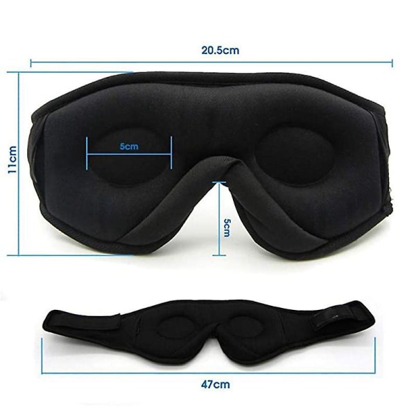 Sleep-kuulokkeet, Bluetooth 5.0 Langaton 3D-silmämaski, Pestävät nukkumiskuulokkeet sivuuntuville säädettävillä ultraohuilla stereokaiuttimilla Microp