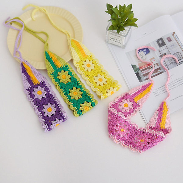 Häcklad Färgglad Bandana Stickad Hårscarf Tie Back Huvudband Boho Turban