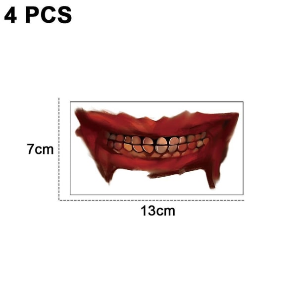 Halloween tillfälliga tatueringar mun tatuering klistermärke för fest rekvisita Skräck kostym Makeup rekvisita stil 2