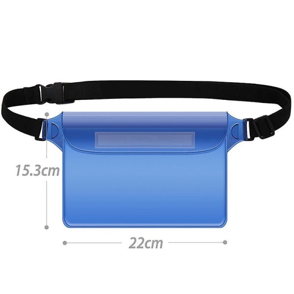 Vattentät väska med justerbart bälte (2-pack) - Vattentät midjeväska pekskärm torr väska med justerbart bälte för strand, simning
