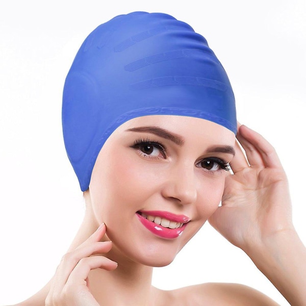 Badehette dekke ører for langt hår, silikon badehette for kvinner menn