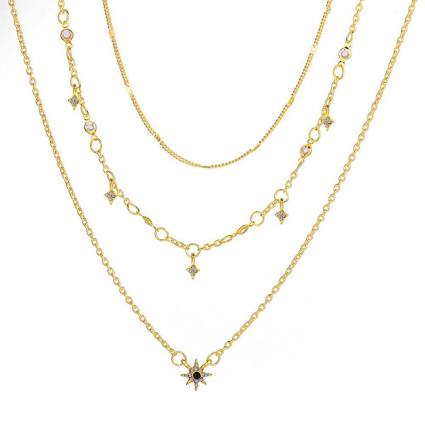 Bohemia Lagdelt Choker Halskjede Stjerne Og Måne Halskjede Stjerne Choker Rhinestone Stjerne Måne Charm Anheng Halskjede Flerlags Halskjeder For Kvinner Og Jente