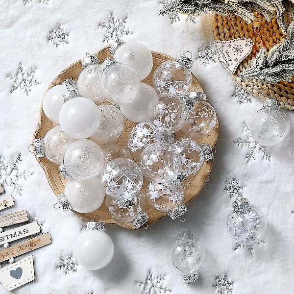 24 st/ask 6cm Julkula Julkulornament Transparent Julgran Hängande Dekorationer Fest Dekoration För Hem Nyårspresent Noel Navidad (röd)