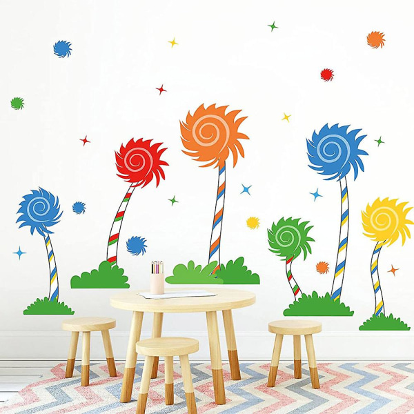 Et sæt farverige blomstervægklistermærker Wallsticker Vægdekoration til soveværelse Stuekøkken