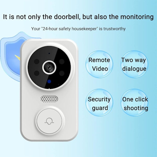Smart Ring Dörrklocka Trådlös Fjärrkontroll Video Dörrklocka Smart Visuell Dörrklocka Hem Intercom HD Nattvision Wifi Laddningsbar Dörrklocka