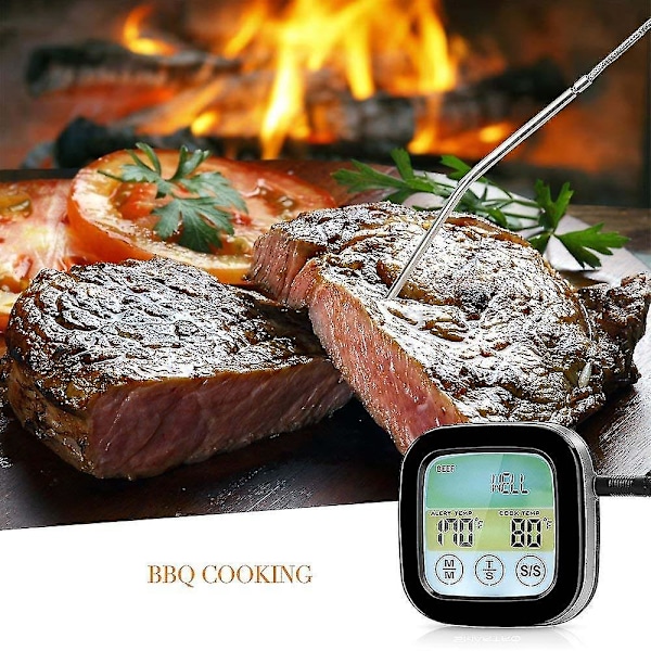 Trådlös Grilltermometer för Grillning, Digital Kötttermometer med Dubbla Sondes, Timer, Alarm, Röktermometer för Kök, Ugn, Mat med