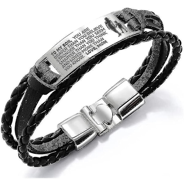 To My Son Bracelets Courage Inspirational Wristband Leather Wristband Birthday