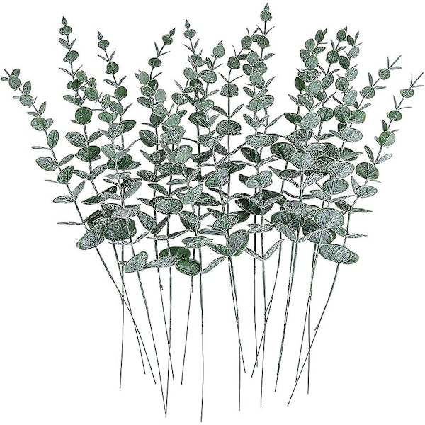 24 stk. Eucalyptus Stængel Dekoration Kunstig Eucalyptus Blade til Bryllup Midterstykke Blomsterdekoration Hjem Indretning