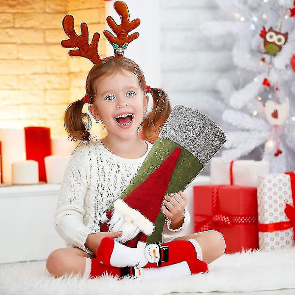 3 stk. Jule Strømper Dekoration Med 3D Plys Nisse Jule Strømper Ornament Gaver Til Juledekorationer Og Familie Ferie Party Dekor