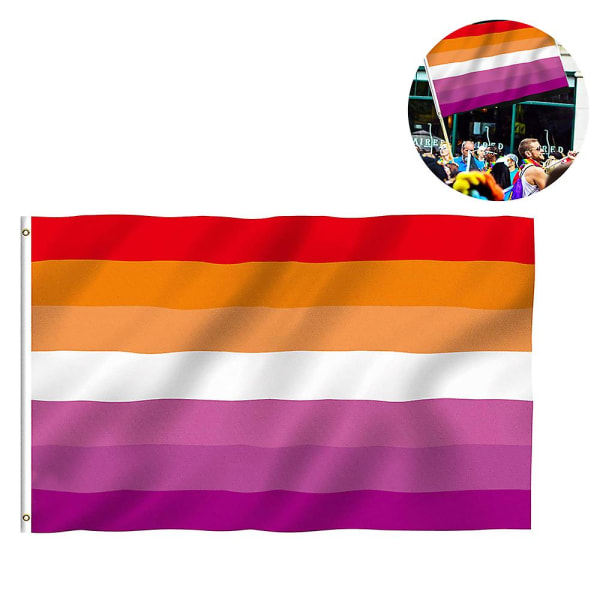 90*150 cm Lesbian Pride regnbågsflagga, blekningssäker och levande färg dubbelsöm, polyesterbanner