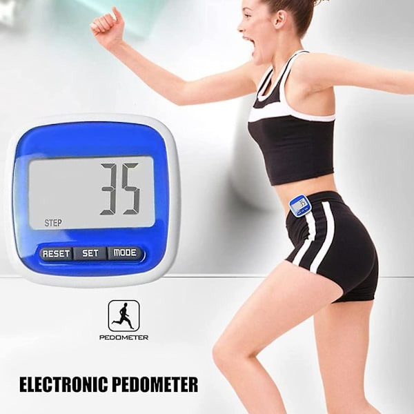 1 st fickpedometer med bältesklämmor Poot-Step Counter Pedometer Stegräknare Gångavstånd Kaloriräknare med stor LCD-skärm och klämma