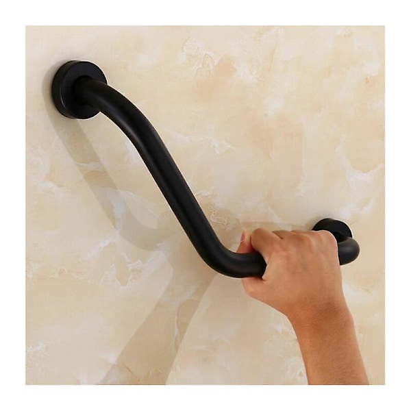 Greppstång 43cm Väggmonterad Rostfritt Stål Badkar Handtag Handduksstång 43CM Svart