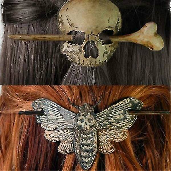 Halloween-hiusneula Käsintehty Goottilainen Kallo Hiusneula - Liukuva Kiinnitys Tekoluilla