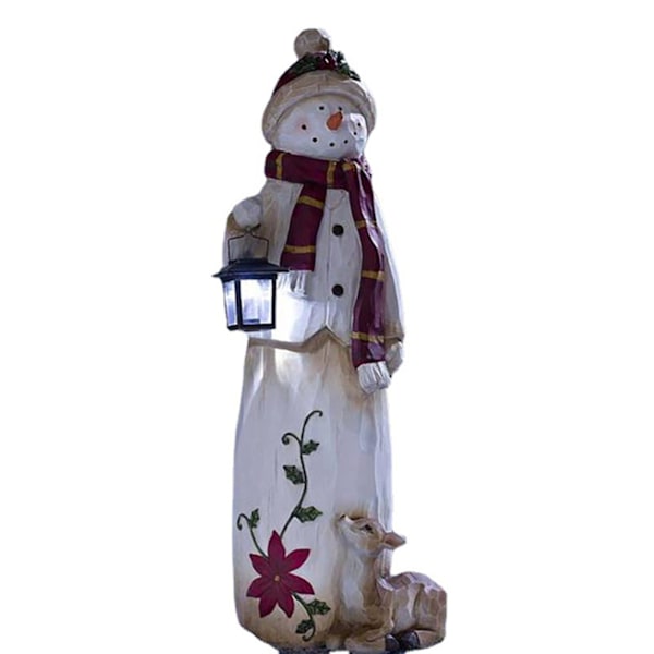 Snögubbe Ornament Dekorativ Stående Snögubbe Styling Syntetisk Harts Bärlampa Snögubbe Hantverk Ornament för Trädgård
