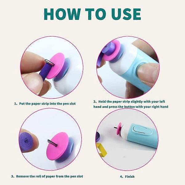 Quilling-papirpen, mini elektrisk quilling-papirvolumen krøllepen spids DIY-håndværk papir krøllepenne værktøj (blå)