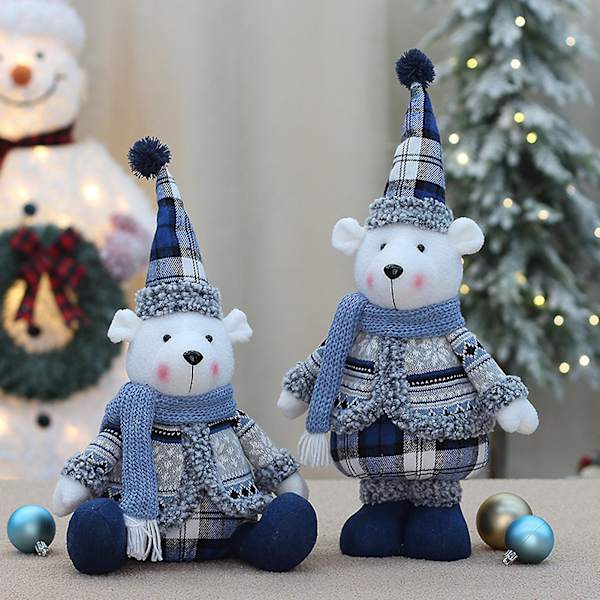Julbjörnsplyschleksak Ornament Björndockor Bär Juldräkt Halsduk Juldekoration Present (B)