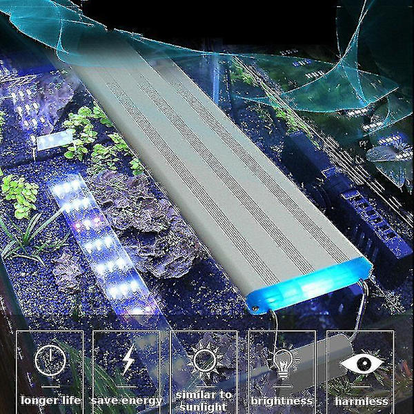 Super Slim LED-akvaariovalaistus Akvaariokasvien valo 20-60cm Laajennettava vedenpitävä klipsilamppu (50cm)