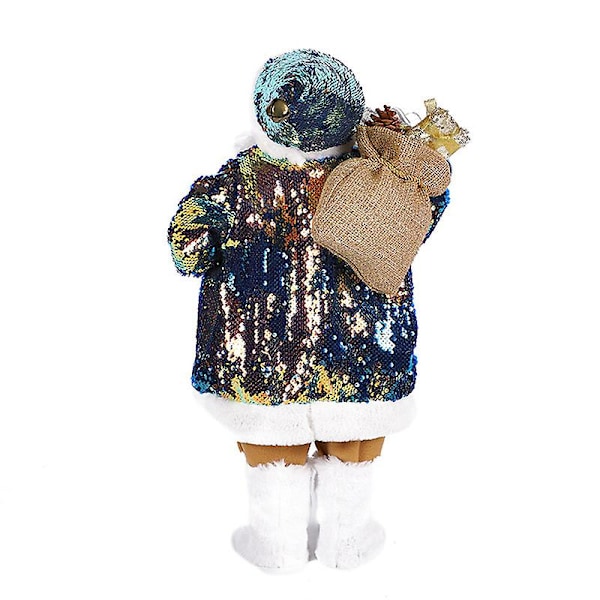 Stående Blå & Guld Tomte Julfigur Dekoration (30CM)